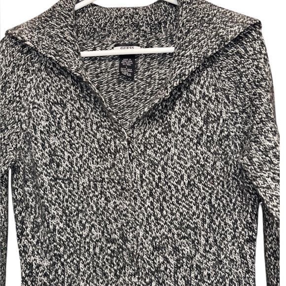 GUESS Jeans Women’s Gray Tweed Ribbed Knit Wool Blend Cardigan Sweater Tunic - Picture 3 of 8